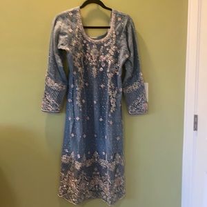 Grey and pink sharara with rhinestone work.